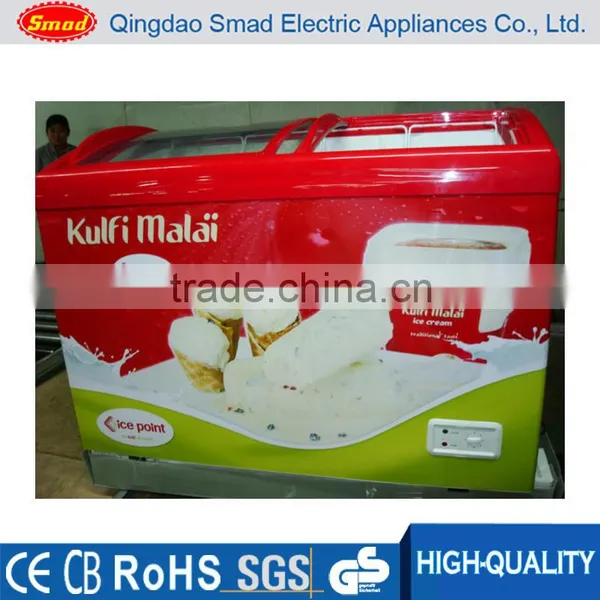 Sliding Door/curved Glass Door Ice Cream Display Supermarket Freezer photo-3