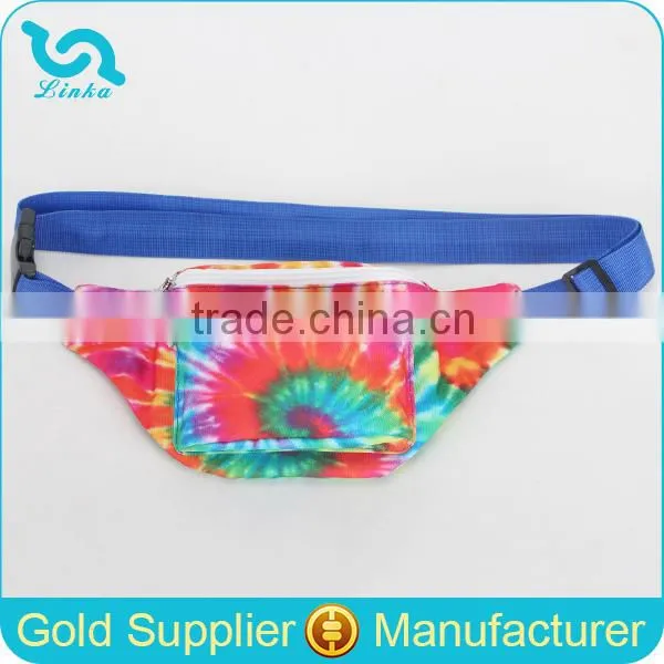 Fashion Tye Dye Polyester Belt Bag Adjustable Long Belt Bag Waist Belt Bag