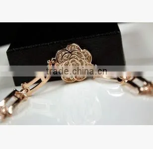 2016 Latest Fashion Women Lady Beautiful Flower Bracelet Rose Gold Jewelry photo-3