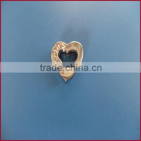 10mm Wearing Parts Half Rhinestones Slide Heart Charm Wholesale photo-3