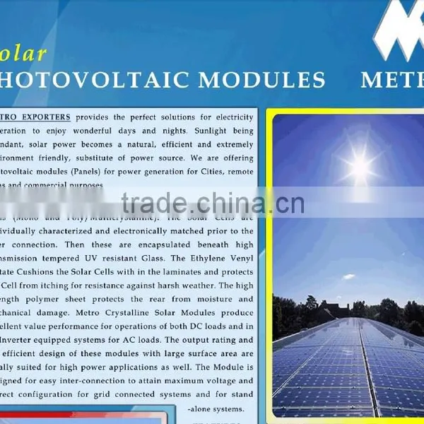 SOLAR PV MODULES (Poly Crystalline) Blue Colour Class of Cells Full Square Solar Cell photo-2