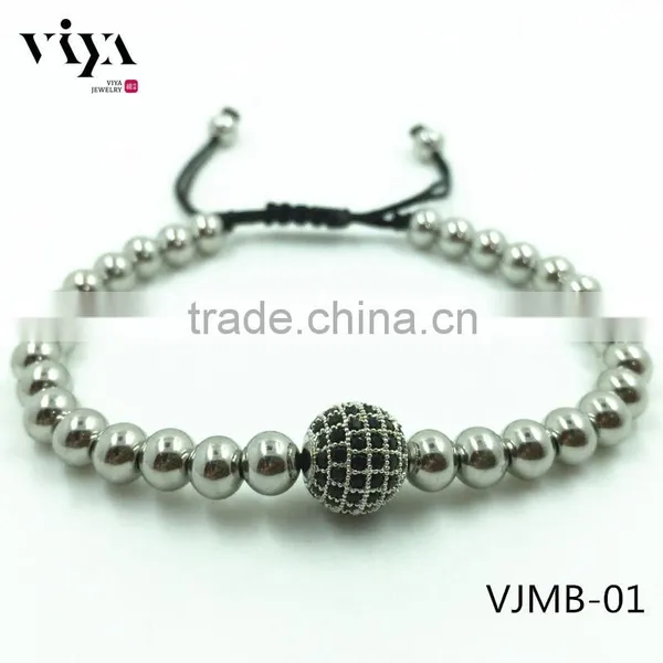 2016 Latest Round Bead Beaded Bracelet and Handmade Macrame Adjustable Rope Bracelet