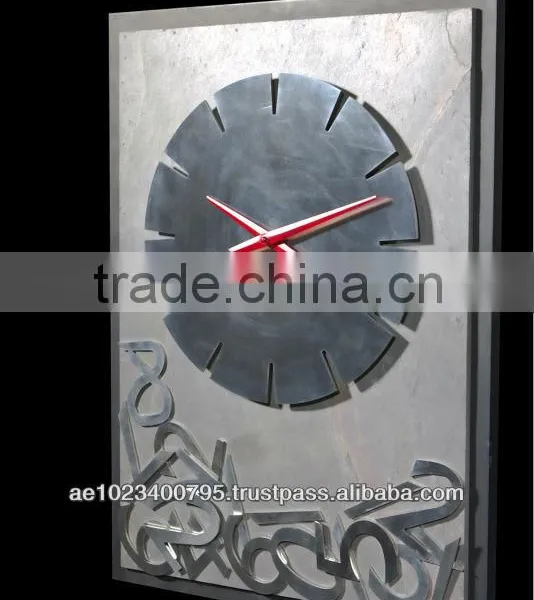 Unique Clock, Handmade Modern Wall Clock With Stone Veneer and Steel Numbers photo-5