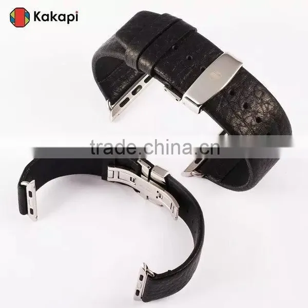 Kakapi Double Buckle Genuine Leather Watch Band Wrist Strap With Watchband Converter For 42MM Apple Watch MT-3914 photo-3