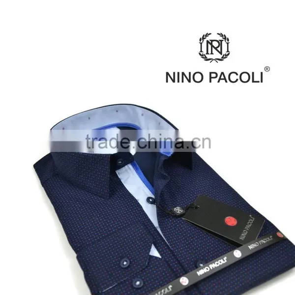 Elegant Mens Shirts From Turkey - Exclusive Men's Shirts - Long Sleeve Shirts - White Polka Dot Men's Shirts Long Sleeve Shirts