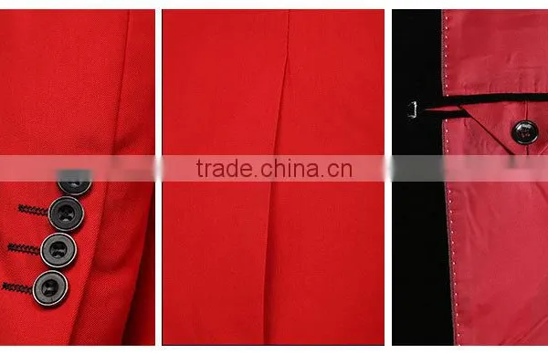 2016 Latest Design Slim Fit Mens Suit Red Weeding Suit for Men photo-4