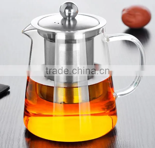 500ml Decal Glass Tea Pot With Stainless Steel Filter photo-3