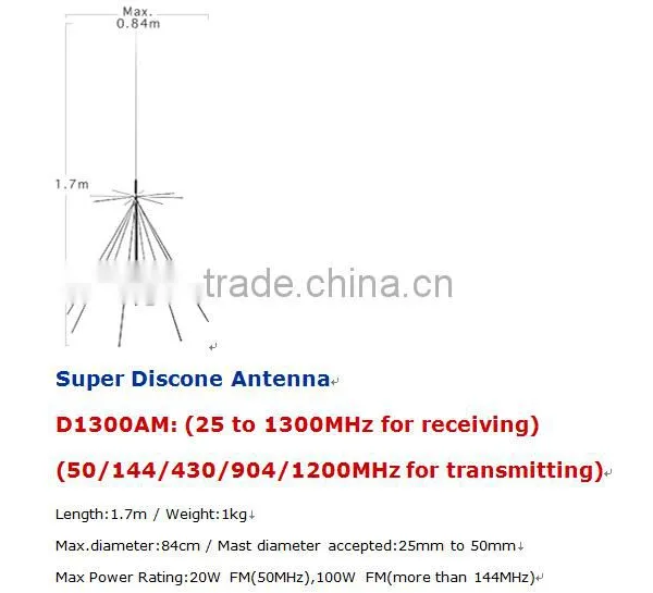 SUPPER DISCONE ANTENNA D1300AM, 25-1300MHZ,wide Band Antenna,air Band Antenna photo-2