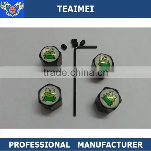 4 PC Black Car Metal Tyre Valve Screw Caps With Locking