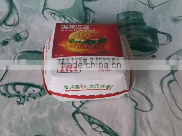 Christamas Eco-friendly Hamburger Paper Boxes Printed at Food Standard