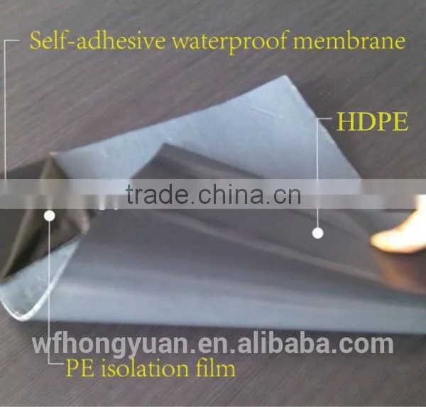 Self-adhesive Bitumen Waterproof Membrane / Valeron HDPE Film Waterproofing Membrane