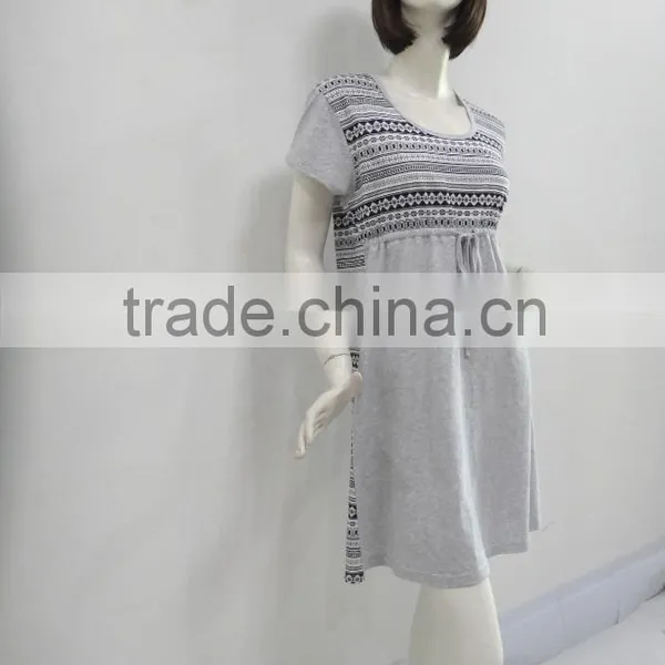 Grey Contracted Bowknot Nightgown Women photo-3