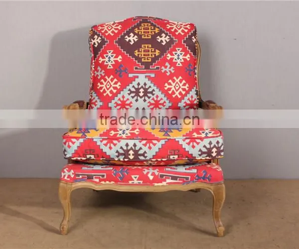Living Room Furniture Wooden Cane Back Armchair With Footrest photo-2