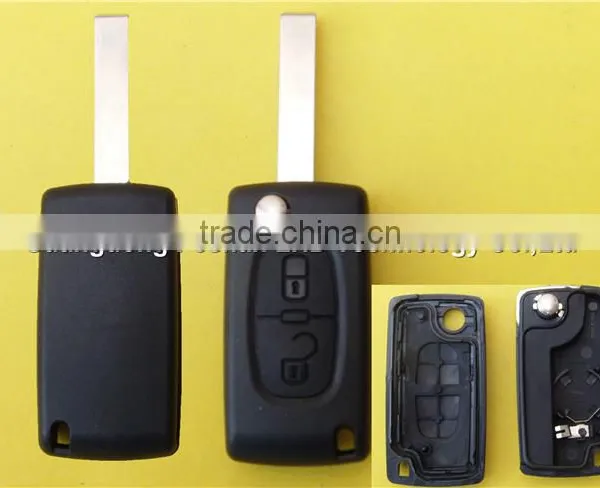 Car Key Blanks Wholesale for Peugeot Remote Key Blank 407 2 Buttons Folding Key