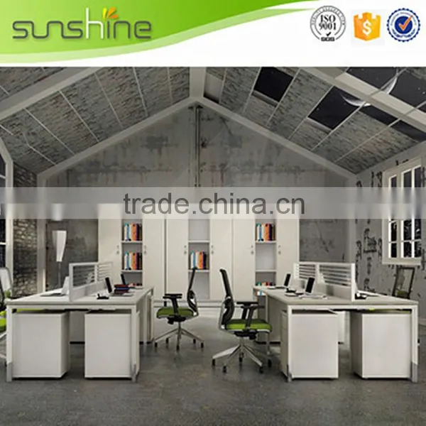 Chinese Furniture Office Cubicle for 4 Person Desk Glass Partition With Mobile Pedestal photo-2