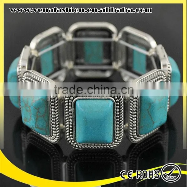 Blue Natural Stone Bracelet, Natural Stone Stretch Bracelets