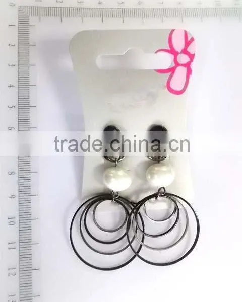 Fancy Silvery Hollow Out Circles Cross Chain Dangle Earrings photo-3