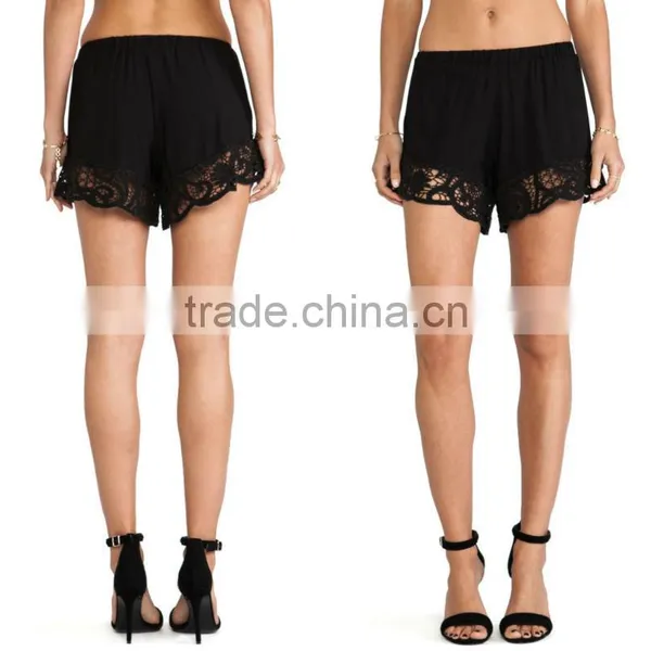 Ladies Black Crochet Shorts