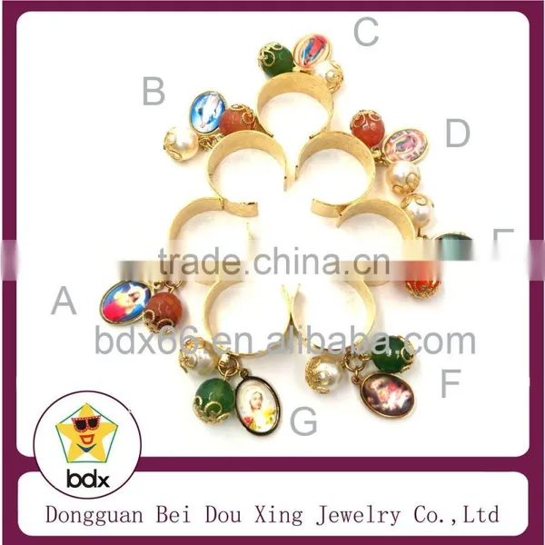 Best Gift For European Christian Products Womens Or Men's Gold Plated Stainless Steel Religious Mother Mary And Baby Jesus Ring photo-2
