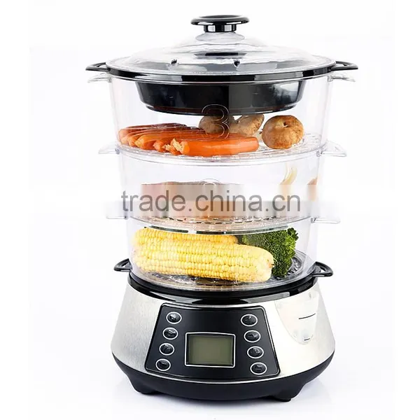 XJ-7k118 3 Layer 7 Programmes LCD Display ,external Water Filter 800w 11.5L Stackable Optima Steamer