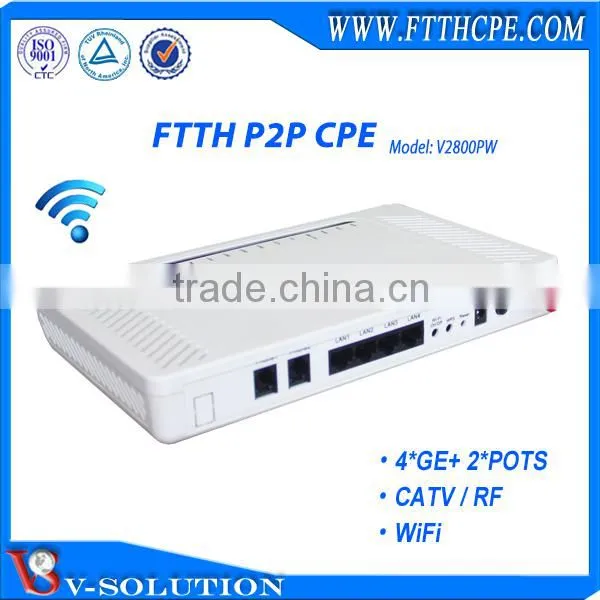 Lightning Protection FTTH Solution 1BiDi-SFF+4GE+2POTS+WiFi+CATV Triple Play P2P CPE Gigabit Gateway photo-2