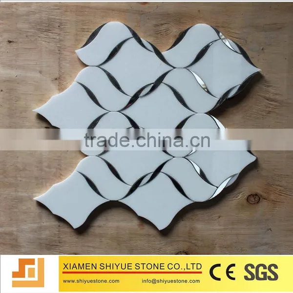 White Carrara Flower Pattern Marble Mosaic Tile photo-5