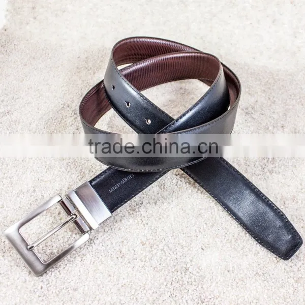Reversible Buckle Cowhide Leather Belt photo-3