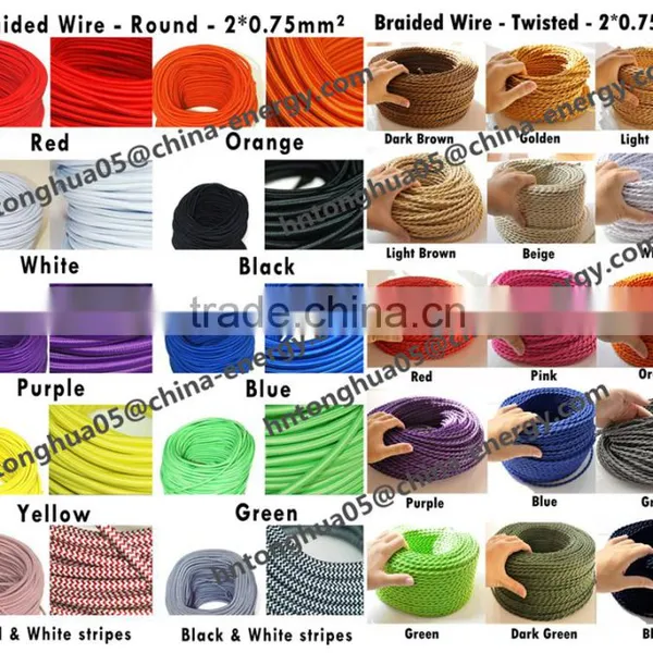 Round Twisted Braided Cable Cloth Covered Copper Wire Lighting photo-3