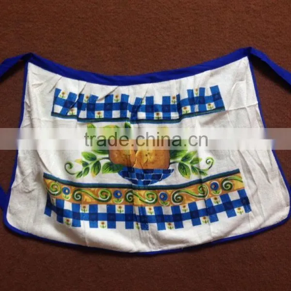 Light Blue Terry Cotton Pigment Printing Waist Apron photo-3