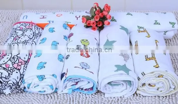 100% Cotton Printed Blue Design Baby Muslin Swaddles photo-2