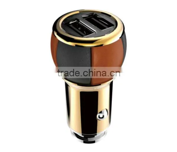 High Sales Colorful Safety 5V 2.4A Genuine Leather Car Charger