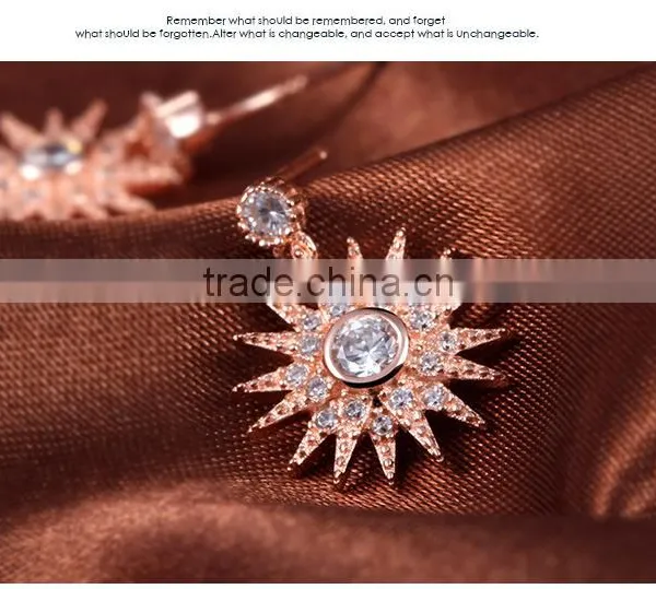 925 Sterling Silver and Rose Gold Plated Sun Shaped Ear Studs for Women photo-5