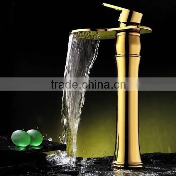 Luxury Waterfall Taps Antique Brass Golden Waterfall Basin Tap photo-2