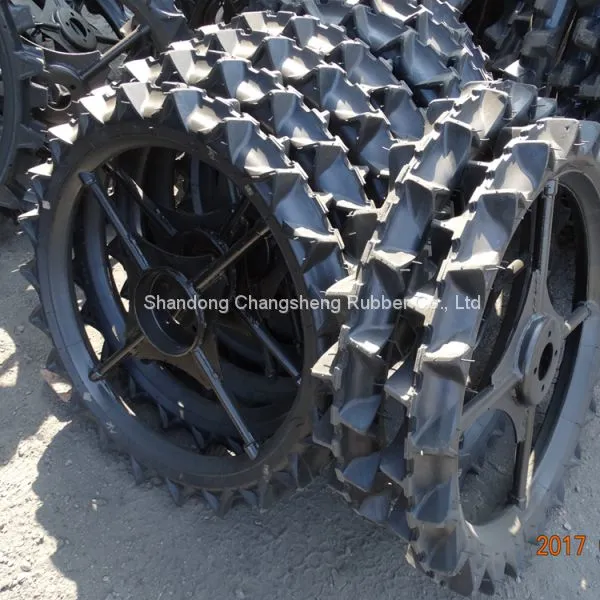 High Performance Speed Rice Transplanter Solid Rubber Wheels 600mm Agricultural Paddy Field Tyres With Rim photo-3