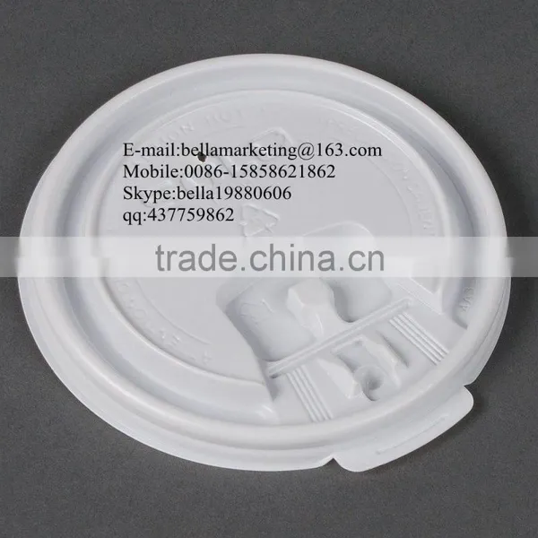 Plastic Lid for Cold Drinking Paper Cup, White Plastic Tear Tab Lid photo-2