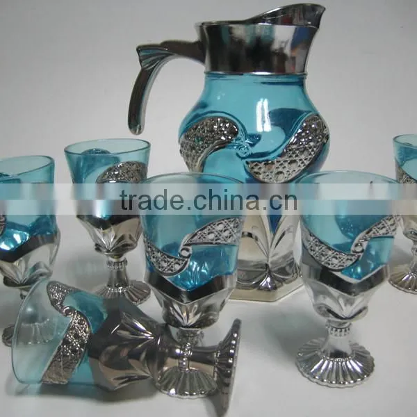 7pcs Golden Glass Set With Color,7pcs of Gold Plated Glassware Sets photo-4