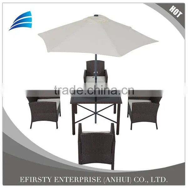 6-Piece Outdoor Patio Rattan Wicker Table Chair and Umbrella Set photo-2
