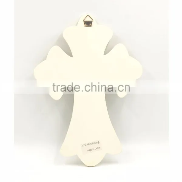 Religious Wooden MDF Resin Bird and Leaf Print Tableware Hanging Unique Wall Crosses photo-2