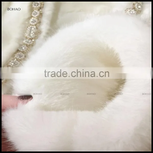 Wholesale Luxurious Long White Fox Fur Coat With Diamond Collar And Seven Sleeve photo-5