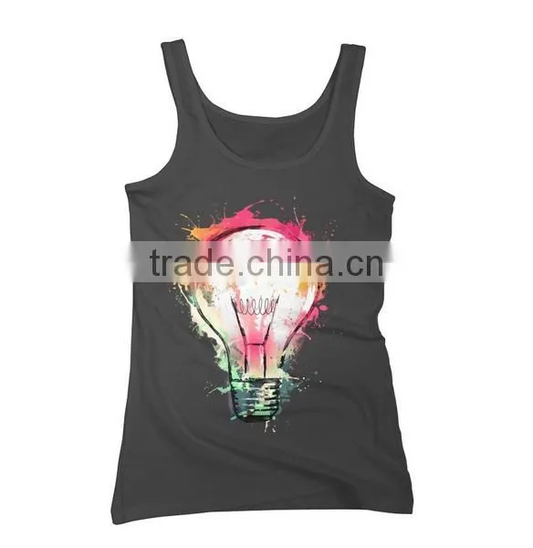 China Custom 100 Cotton Muscle Printed Tank Top Wholesale photo-2