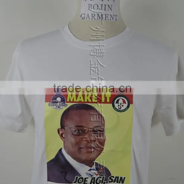 White Color Printed Face Cheap Election Tshirt 100% Polyester 140~150g photo-3