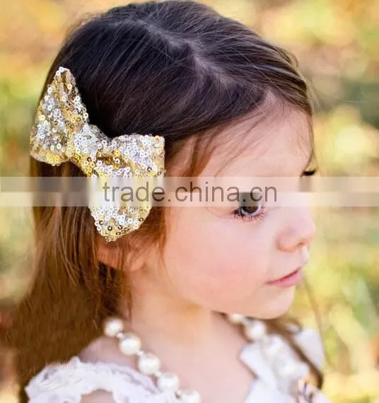 Sequin Material Bow Design Girls Hair Clips, Sequin Hair Clips photo-4
