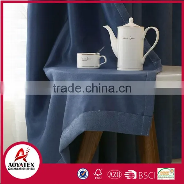Polyester-cotton Fabric Blackout Window Curtain With Dark Blue photo-5