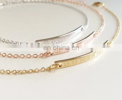 Name Personalized Bar Bracelet Bridesmaid Gift Dainty Name Plate Bracelet photo-2