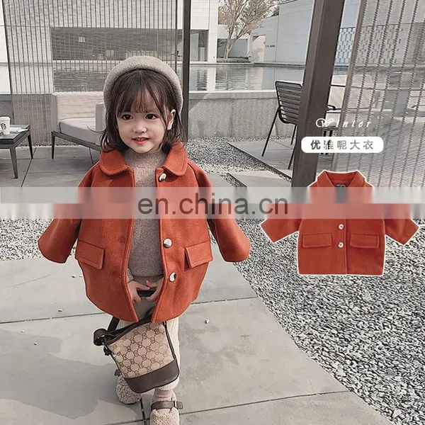 2344 Baby Girls Boutique Clothing Winter Turndown Collar Woolen Coat photo-2