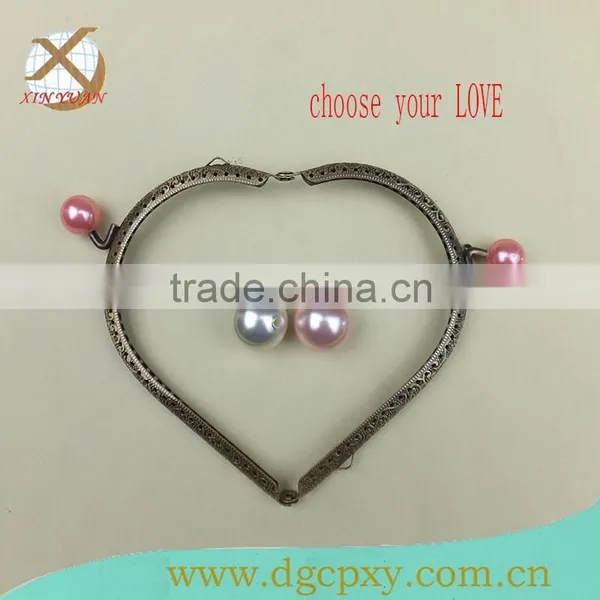 Beautiful Heart-shape Purse Metal Frame With Lovely Beads photo-2