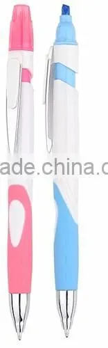 Plastic 2 in 1 Ball Pen With Highlighter