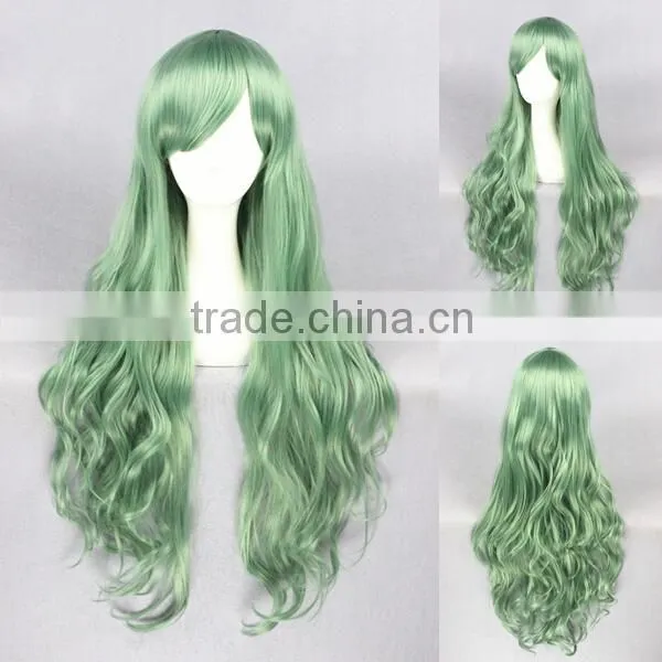 Wholesale 80CM Long Green Lolita Wave Women Fashion Synthetic Hair Party Wig