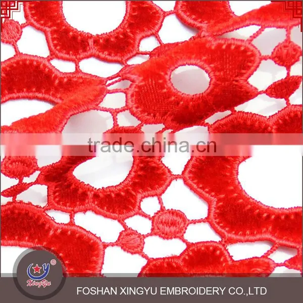 Wholesales Woolen Red/pink/blue Laser Embroidery Design Nets Flower Geometry Style Lace Fabric photo-2