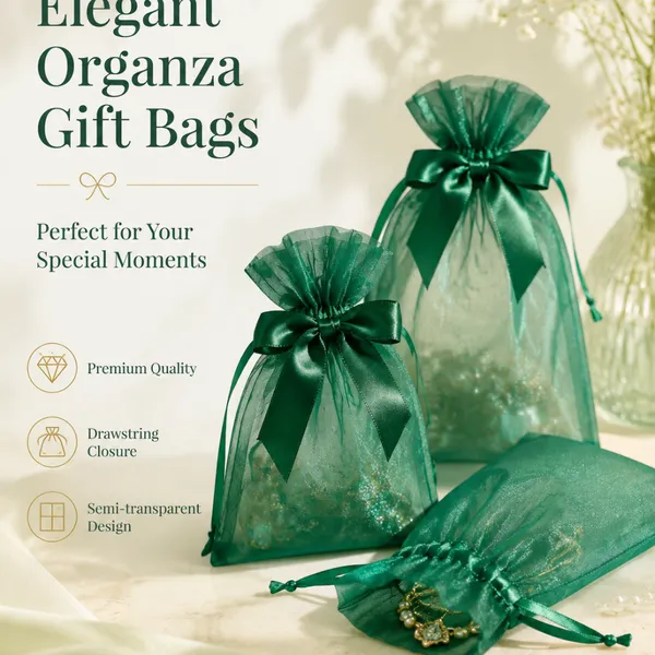 Custom Organza Drawstring Bag Sheer Gift Bag Wedding Favor Jewelry Pouch With Satin Bow